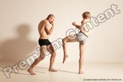 Underwear Martial art Man - Man White Moving poses Slim Short Blond Dynamic poses Academic